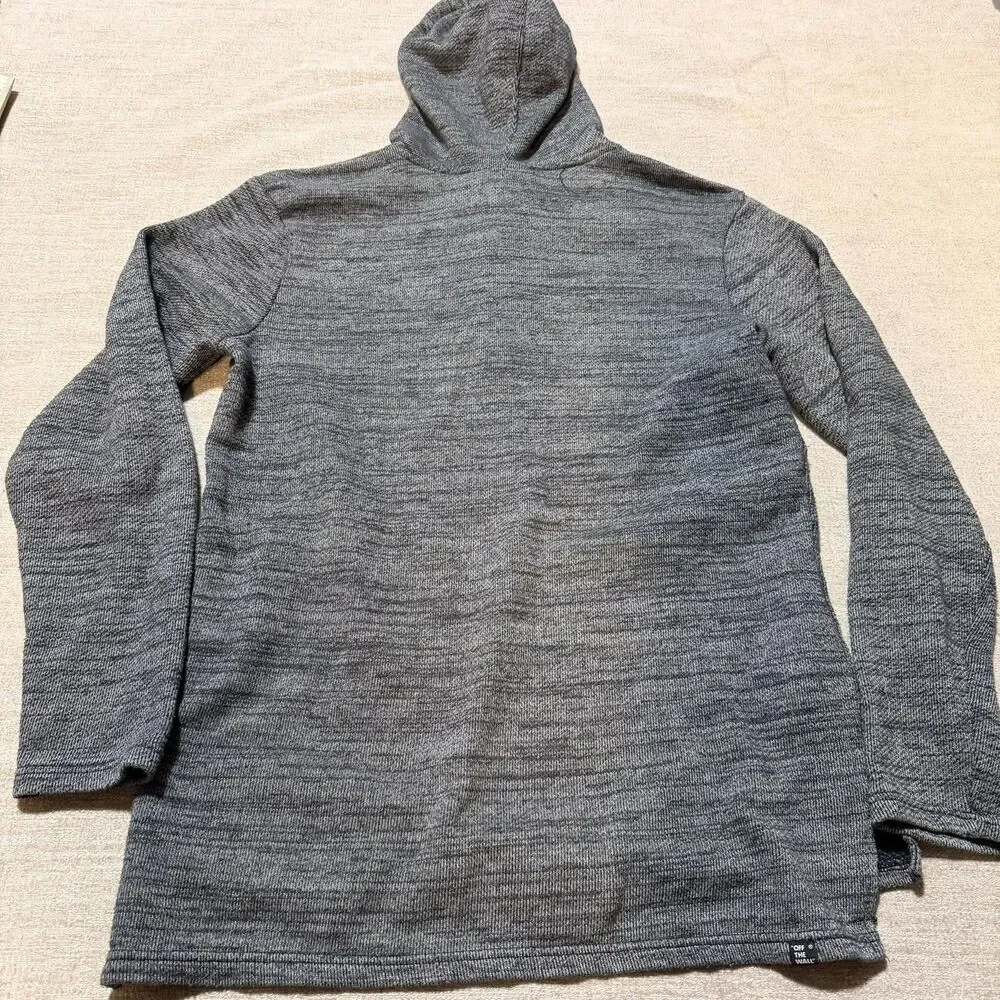 VANS Sweater Mens Medium Gray Hooded Henley Knit Long Sleeve Pullover Casual